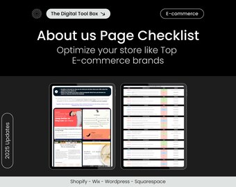 About us Page Optimization, E-commerce Checklist, Shopify Ebook