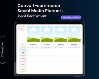 Social Media Planner Canva, Instagram and TikTok, Easy to use, Perfect for E-commerce