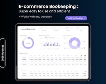 E-commerce Bookkeeping, Easy and Simple, Ideal for Small Business, Business Spreadsheet on Google Sheets, Expense tracker, Tax Planner