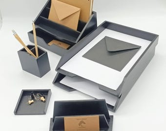 Wood Desk Organizer Set, Black Office Organizer, A perfect gift idea