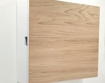 Large key box, white + oak, 12 hooks