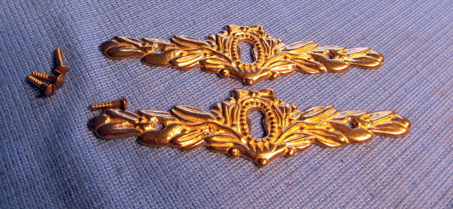 Pair of Large Cast Brass Escutcheons Etsy