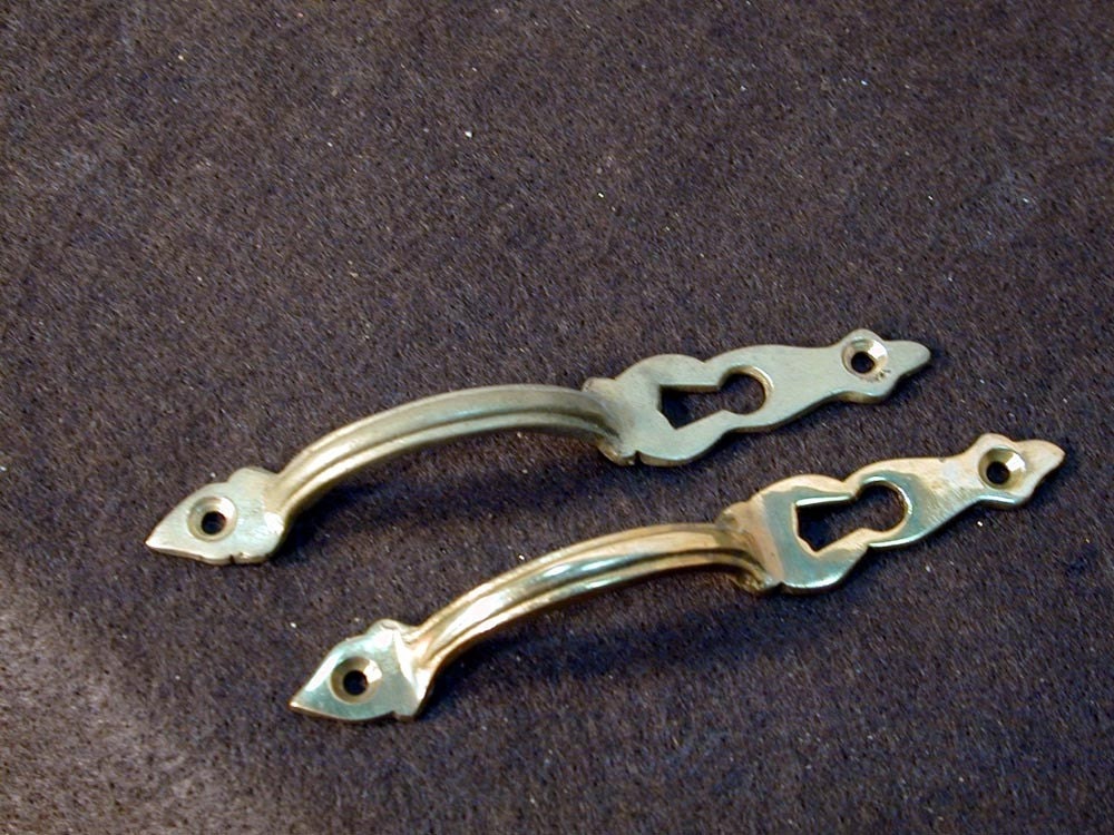 Pair of Brass Door Handles with Keyhole Etsy