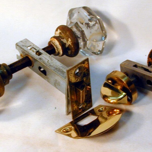 Clear Glass  Door Knob and  Latch Set and Additional  Dead Bolt
