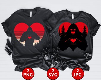 Bigfoot PNG,Bigfoot Heart Valentine&#39;s Day Shirt,Love Sasquatch Hoodie,Bigfoot SVG Cut File, Valentine&#39;s Day Sublimation,Heart Hand SVG,love
