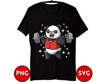 Strong Panda Gym design- fitness Animal Tee - Funny Workout Panda Gift. fitness+ Animal Weightlifting &#39;PNG or JPG or SVG&#39;