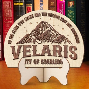 City of Starlight Sign, Acotar Velaris Sign, Velaris Bookshelf Sign,Acotar Bookshelf Decor,Wooden Signpost Acotar Decor,Acotar Library Decor