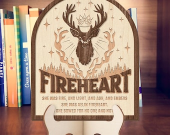 Throne of Glass Fireheart, Fireheart Sign, Throne of Glass Bookshelf Sign, Fantasy Wood Sign, Bookish Wooden Sign, Sarah J Maas Sign