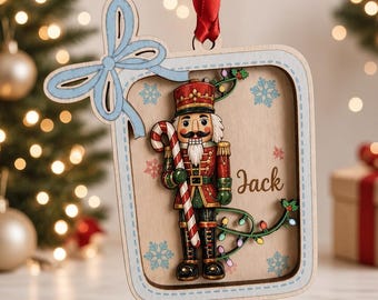 Personalized Nutcracker Christmas Wooden Ornament, Custom Name Soldier Christmas Tree Decor, Christmas Gift for Kids & Family, Holiday Gift