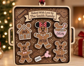Personalized Disney Cookie Baking Tray Christmas Ornament, Custom Cookie Ornament, Christmas Gift for Baker, Custom Family Name Ornament