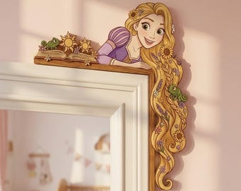 Personalised Princess Room Sign, Rapunzel Door Sign, Princess Room Signs, Princess Door Corner Sign, Wood Door Topper, Princess Door Topper
