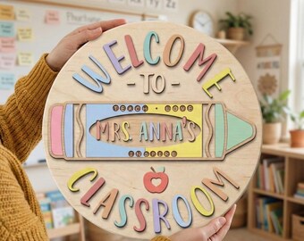 Personalized 3D Teacher Door Sign, Custom Teacher Gifts, Teachers Appreciation Gift, Classroom Door Hanger, Classroom Welcome Sign