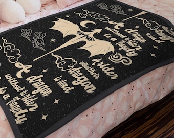 Fourth wing merch Blanket, Fantasy Reading, Fantasy Dragon Blanket, Blanket for book lover, Fantasy Throw, Velveteen, Dragon Rider Merch