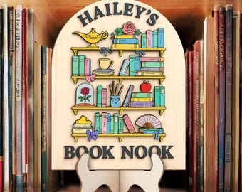 Custom Belle's Bookshelf Sign, Personalized Belle's Library Sign, Custom Beauty And The Beast Book Decor, Librarians Gift, Reading Room Gift