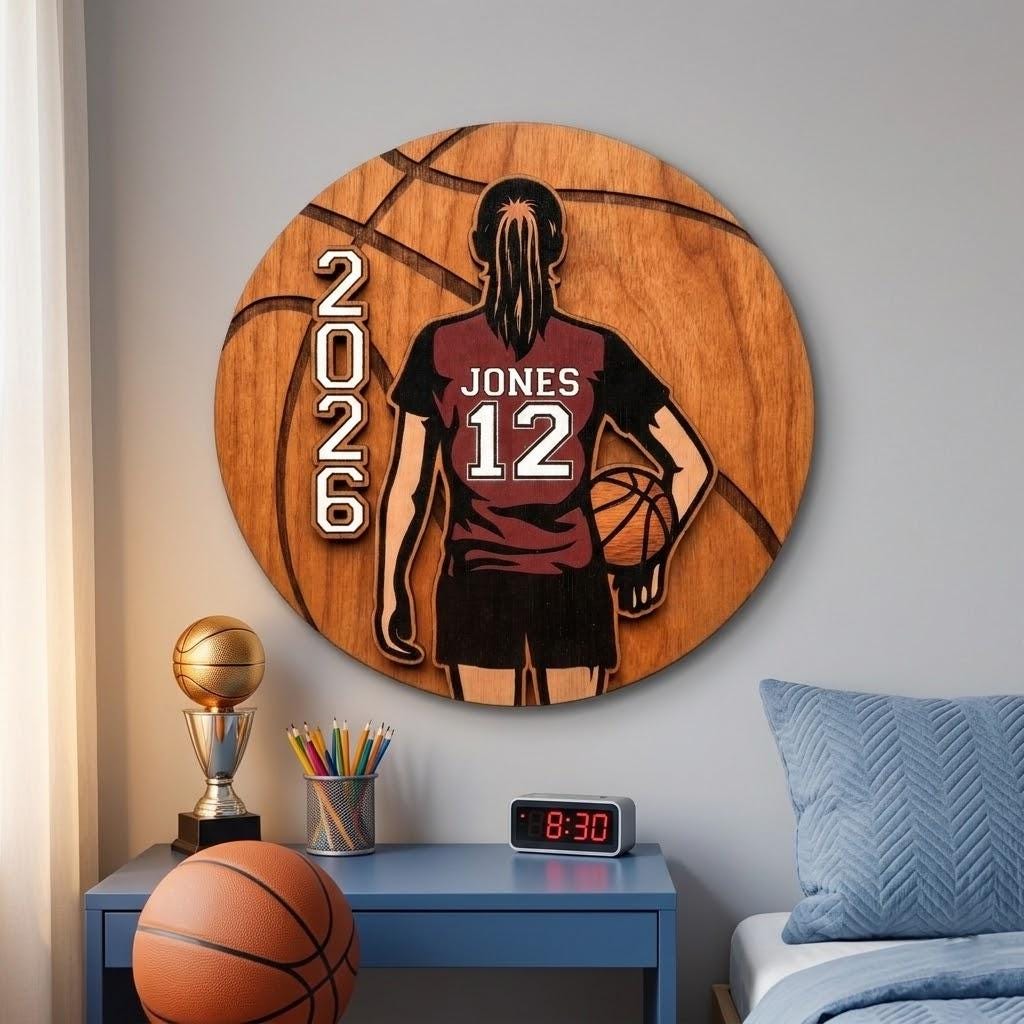 Personalized Basketball Wood Sign, Basketball Name and Number Sign ...