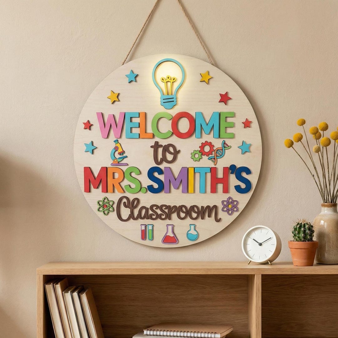 Personalized Science Teacher Sign, 3D Teacher Door Sign, Teacher Name ...