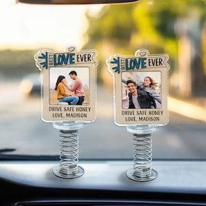 Clip autoklep aangepaste foto, gepersonaliseerde fotolijst, Drive Safe Gift, autoclip beste liefde ooit, aangepaste paarfoto, autoclip foto