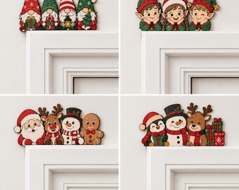 Christmas Wooden Door Corner Sign, Holiday Home Decor, Holiday Door Frame Topper, Christmas Gifts, Christmas Doorway Decoration