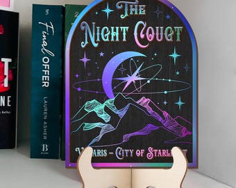 The Night Court Buchschild - Velaris City of Starlight Decor, Fantasy Bookish Geschenk, Crescent Moon Night Sky Art, ACOTAR inspiriertes Holzschild