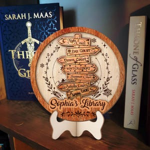 Custom Acotar Bookshelf Decor, Wooden Signpost Acotar Decor, Spring Court, Autumn Court, Winter Court,