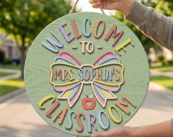 Personalized Coquette Classroom Sign, Teacher Door Sign, Classroom Door Hanger, Classroom Welcome Sign, Teacher Gifts, Teachers Appreciation