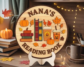 Personalized Cozy Season Sign, Custom Pumpkin Season Sign, Cozy Autumn Decor, Book Lover Fall Sign, Fall Coffee Latte Sign, Librarian Gift