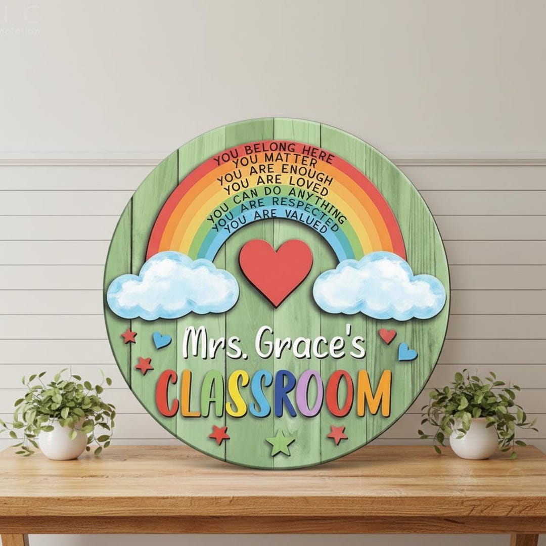 Classroom Rainbow Door Hanger, Teacher Rainbow Sign, Teacher Door Sign ...