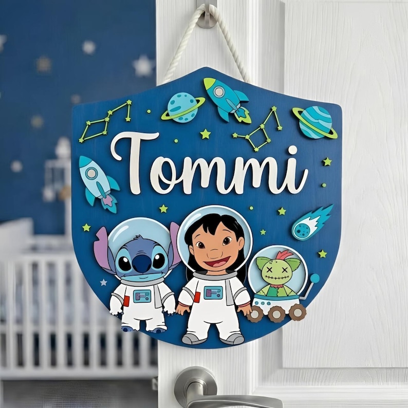 Csustom Disney Rope Personalized Baby Name Sign Stitch, Lilo and Stitch Name Plate, Lilo ...