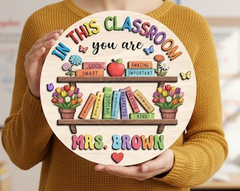 Gepersonaliseerde deurbord leraar, cadeau leraar, bord terug naar school, bord leesleraar klas, bord met naam leraar, bord welkom klas