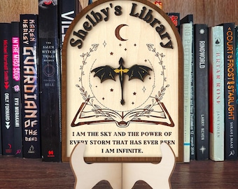Custom Fourth Wing Inspired Library Sign, Library Wooden Sign, Book Club Gift, Fantasy Book, Tairn Andarna Dragon, Fourth Wing Decor