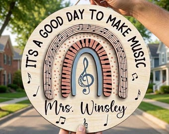 Custom Music Teacher Door Hanger, Custom Teacher Sign, Music Classroom Sign, Music Teacher Door Sign, Music Teacher Gift