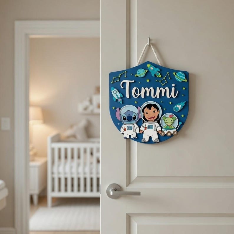 Csustom Disney Rope Personalized Baby Name Sign Stitch, Lilo and Stitch Name Plate, Lilo ...