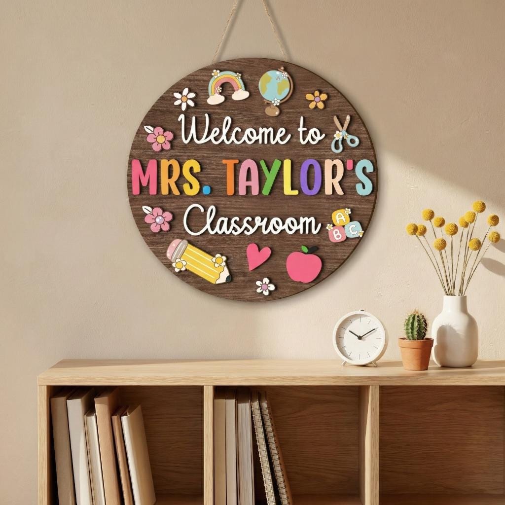 Personalized Teacher Door Sign, Teacher Welcome Sign, Teacher Name Sign ...