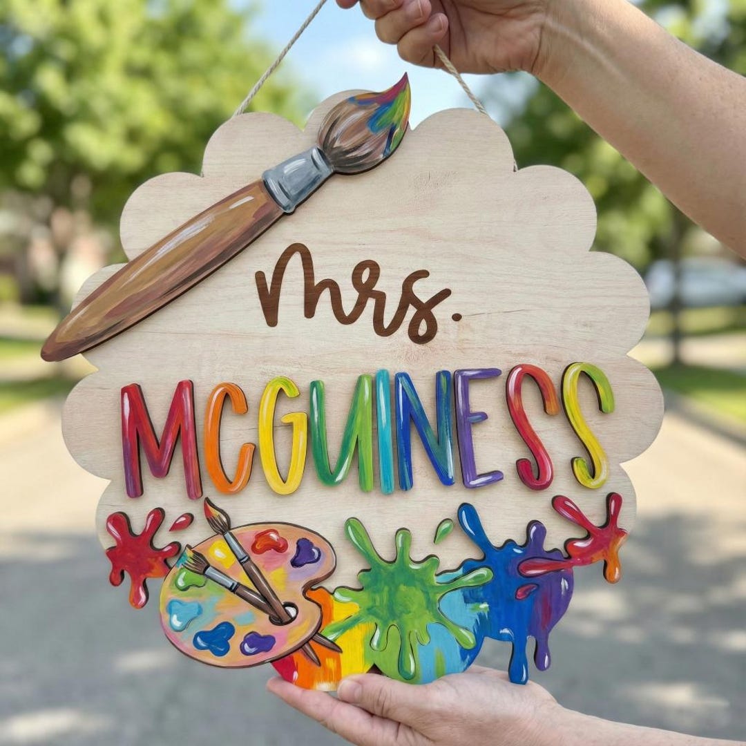 Personalized Art Teacher Signs, Art Class Door Sign, Teacher Door Sign ...
