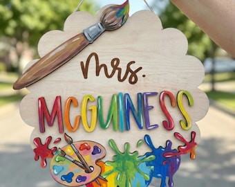 Personalized Art Teacher Signs, Art Class Door Sign, Teacher Door Sign, Back to School Gifts, Teacher Appreciation Gift, Teacher Name Sign