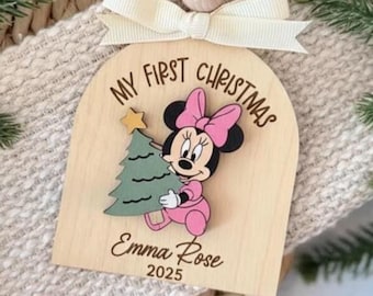 First Christmas Ornament Baby, 1st Christmas Ornament, Personalized Baby Ornament, Baby Name Ornament, Minnie Mouse Christmas Ornament