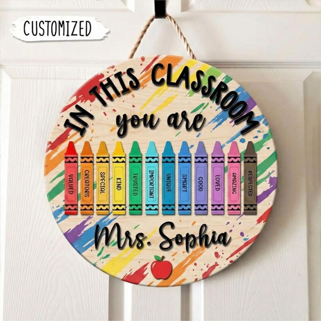 Crayon Sign In Personalized Teacher Crayons Sign, Teacher Door Sign, Teacher Gifts ...