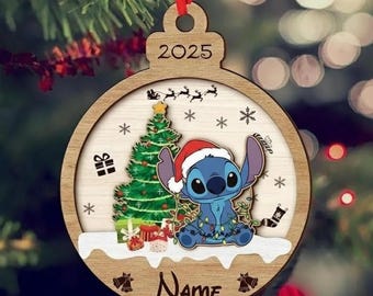 Disney Stitch Christmas Ornament, Disneyland Name Ornament, Kids Stitch Ornaments, Stitch Baby Ornament, Baby 2025 Ornament Baby Name