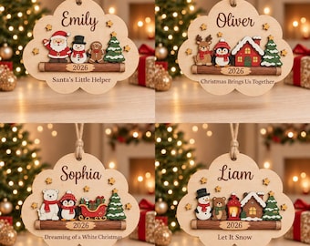 Personalized Baby’s First Christmas Ornament 2026, Custom Woodland Animal Ornament, Newborn Keepsake Gift for Baby Boy or Girl, Holiday Gift