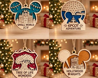 Custom Disney Trip 2 Layer Wooden Ornament 2025, Personalized Magic Kingdom Castle Ornament with Name, Family Disney Christmas Tree Gift