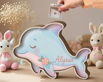 Personalized Whale Piggy Bank, Whale Money Bank, Ocean Piggy Bank, Wooden Animal Piggy Bank, Kids Savings Pocket Money, Kids Piggy Banks
