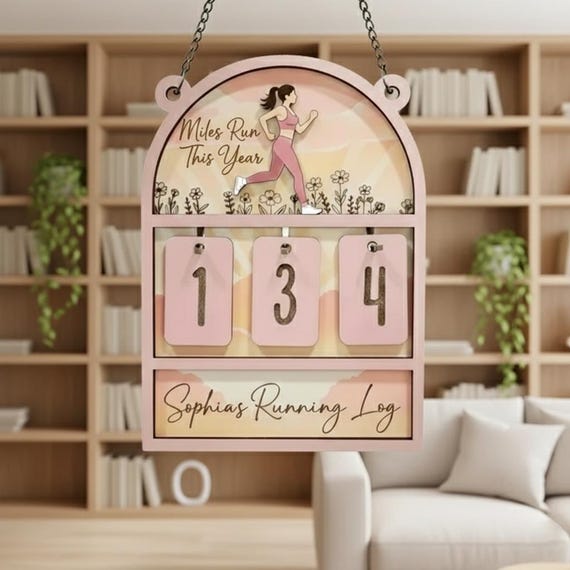Personalized Running Log, Custom Mile Sign, Running Board Tracker, Running Mileage Tracker, Miles Run Tracker, Mileage Counter, Runner Gift