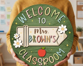 Personalized Teacher Door Sign, Classroom Door Sign, Teacher Door Hanger, Back to School, Teacher Name Sign, Welcome Classroom Sign
