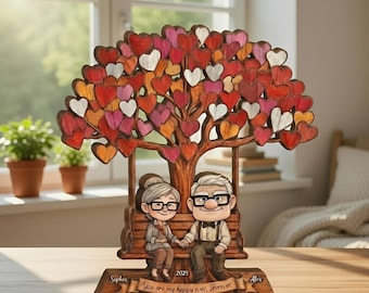 Personalized Old Carl and Ellie, Wooden Block Couple, Up Movie Couple, Carl and Ellie, Family Gift, 20 Anniversary Gift, Disney Couple Block