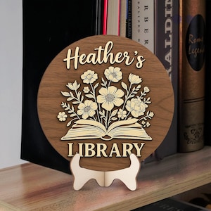 Floral Bookish Sign, Flower Book Wooden Sign, Reader Sign, Gift for Booklover Sign, Bookworm Sign, Gift for Bookish Friend, Book Lover Sign