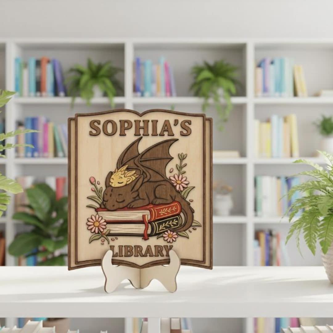 Rpg Library Sign Personalized Book Dragon Library Sign, Fantasy Reader, Fourth Wing ...