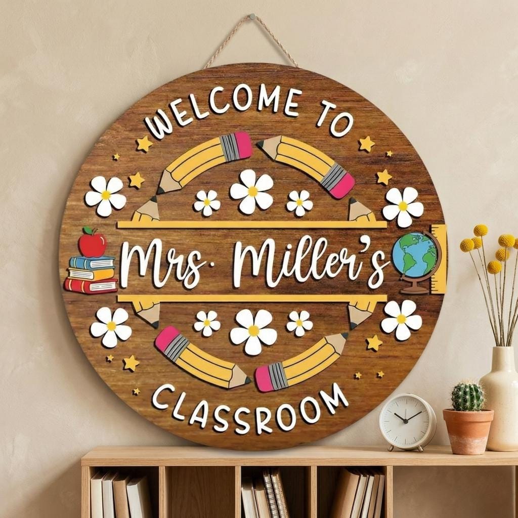 Personalized Teacher Door Sign, Teacher Gifts 3D, Teacher Welcome Sign ...