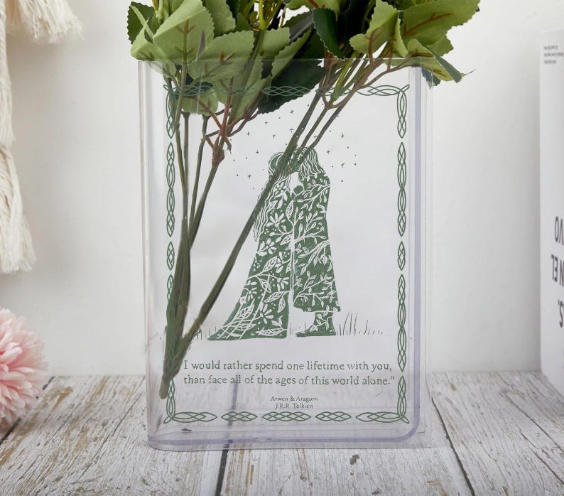 Lord of the Rings Arwen & Aragorn Book Vase, LOTR Quote Decor, Fantasy Bookish Gift, Tolkien Inspired Centerpiece, LOTR Fantasy Decor