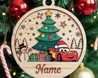 Adorno navideño personalizado de Disney Cars 2025, adorno de personajes de Cars, adorno de Rayo McQueen, decoración para árbol de Navidad
