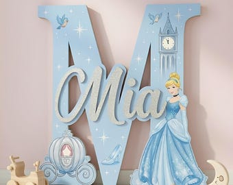 Personalized Cinderella Name Sign, Cinderella Wood Sign, Custom Princess Name Sign, Kids Room Sign, Disney Nursery Name Sign, Princess Baby